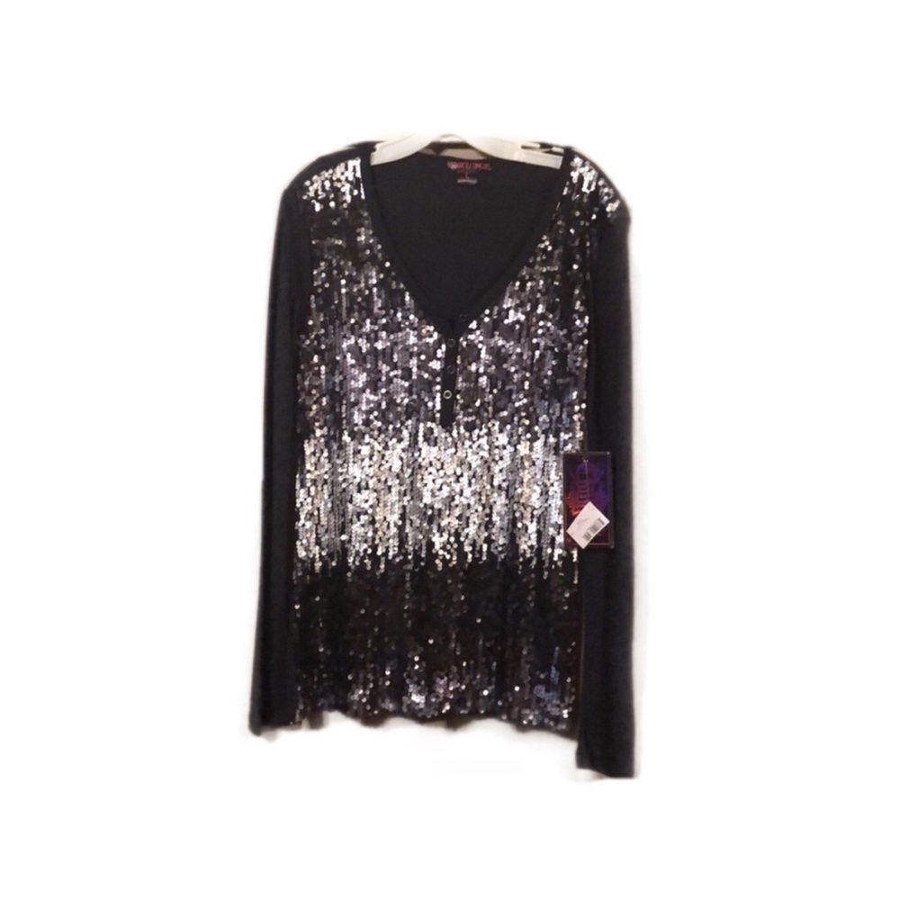 Rock & Roll Cowgirl Sequin Top NWT Ladies LG
